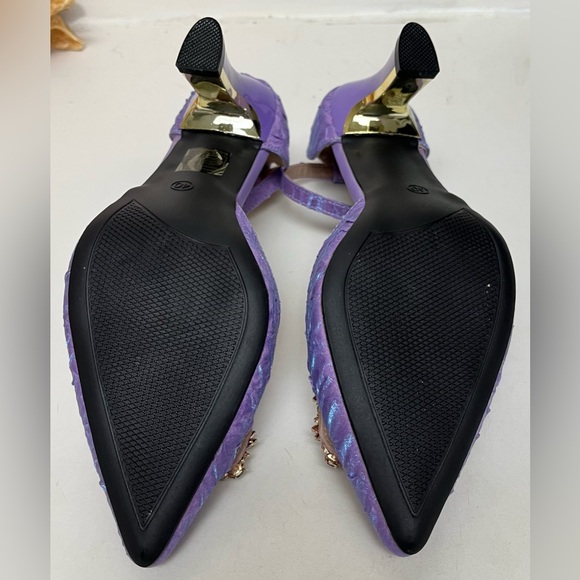 Purple Heels HJ Qianlang  Gold Buckle with Smoked Stones Size EU 40 - Picture 6 of 6